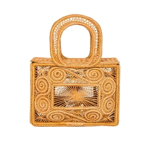 Caracoli Box Handwoven Iraca Purse - Solid Color / Orange