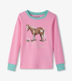 Girls Western Horses Pajama Set