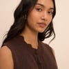 Brown Wool-Blend Crochet Trim Vest