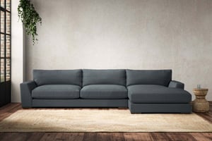 nkuku Guddu Right Hand Chaise Sofa | Make To Order | Grand | Brera Linen Dusk