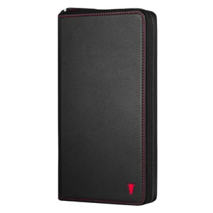 Leather Family Passport Holder and Document Organiser - Black with Red Detail