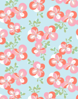 Graphic Flower' Wallpaper by Tea Collection - Coral - Traditional / 27 in. x 27 ft.