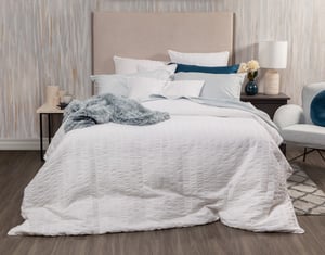 QE Home Kailua Duvet Cover, Cotton, White, Super King