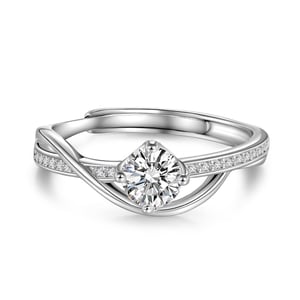 Jeulia Adjustable Twist Round Cut Eternity Ring Sterling Silver