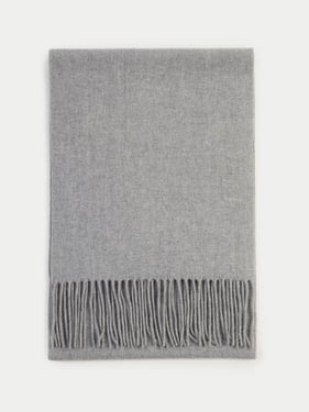 Unisex Cashmere Fringed Scarf - Premium Mongolian Cashmere - 170x30cm + 2x10cm fringes / Gray / AW01-148