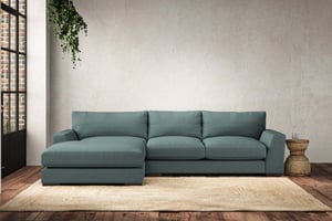 nkuku Guddu Left Hand Chaise Sofa | Make To Order | Medium | Recycled Cotton Airforce