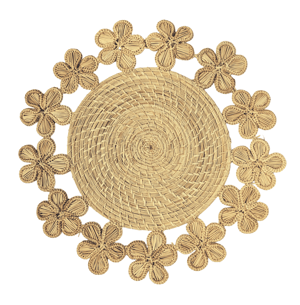 Plumeria Handwoven Iraca Placemat - Solid Color (one color) / Dark Green