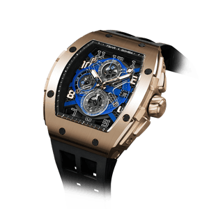 TSAR BOMBA Men's Luxury Quartz Chronograph Watch | Gold Black | Tonneau Stainless Steel Case | Sapphire Glass | 50M Waterproof Sport Wristwatch | Elemental TB8211Q