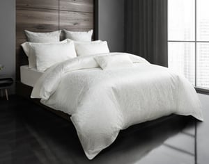 QE Home Blanchard Duvet Cover, Cotton, Scenic, White, King