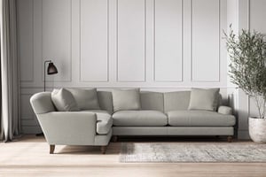 nkuku Deni Left Hand Corner Sofa | Make To Order | Grand | Brera Linen Smoke