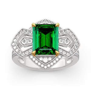Jeulia Vintage Emerald Cut Sterling Silver Ring