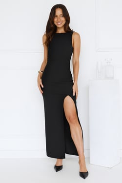Starlit Grace Maxi Dress Black