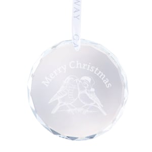 Galway Crystal Robin Couple Hanging Round Ornament