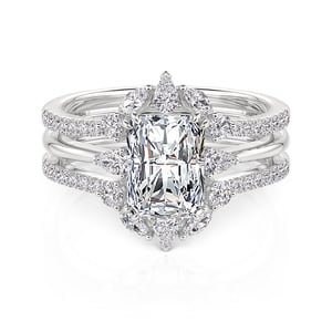 Jeulia Crushed Ice Three Stone Ring Set Cluster Ring Enhancer