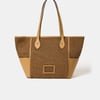 The Raffia Tote - Sand Raffia & Madras Grain Leather