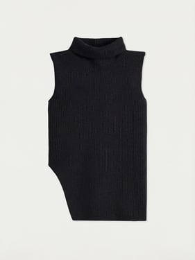 Turtle Neck Cashmere Vest - 2XL / Black / WK1031-1481