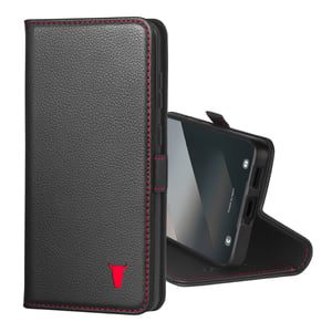 Galaxy A16 Leather Case (with Stand Function) - Black with Red Detail