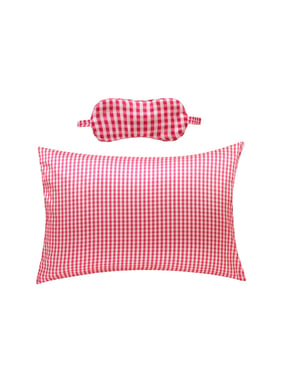 Satin Eye Mask & Pillow Case Pink Gingham - Default Title