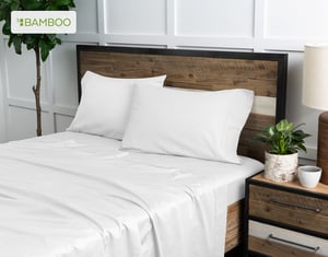 QE Home 310TC Bamboo Cotton Sheet Set in White, Queen