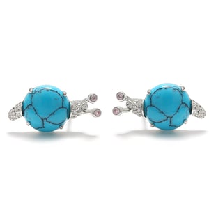 Jeulia "Natural Beauty" Snail Turquoise Design Sterling Silver Earrings