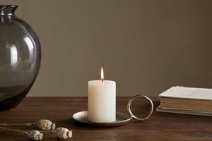 nkuku Rustic Soy Blend Mini Pillar Candle | Candles & Home Fragrance | White | Mini 8 x 7 cm