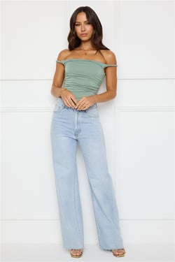 Key Piece Off Shoulder Top Sage