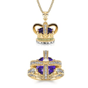 Jeulia "Crowns for You" Coronation Crown Sterling Silver Jewelry Set
