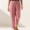 Linen Simple Button Fly Trousers HEIDI - Blush Check / L