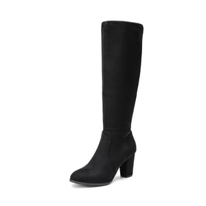 DREAM PAIRS Women   s Wide Calf Chunky Heel Knee High Boots