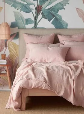 Blush Pink 100% Linen Bed Set