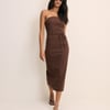 Brown Bandeau Midi Dress