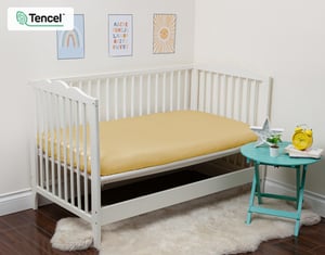 QE Home 350TC BeechBliss TENCEL™ Modal Crib in Sized Fitted Sheet in Sun Shower, Yellow
