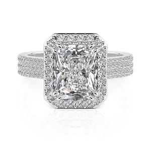 Jeulia Pave Halo Engagement Ring Rectangular Cut