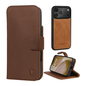 iPhone 17 Pro Leather Case (with Detachable Cover & MagSafe Compatible) - Nubuck / Dark Brown