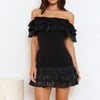 Sunset Elixir Off Shoulder Mini Dress Black