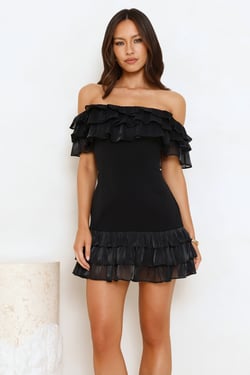 Sunset Elixir Off Shoulder Mini Dress Black