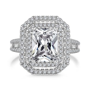 Jeulia Simple Hollow Double Halo Engagement Ring Sterling Sliver