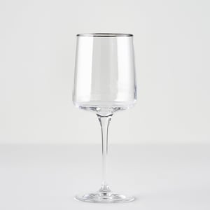 Premium Wine Glass with Silver/Gold Rim - Silver