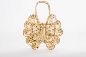 Butterfly Handwoven Iraca Purse - Light Green