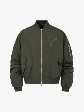 Retro Deconstructed Bomber Jacket - Army Green / XL