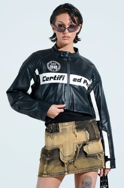 AKIRA Pro League Boxy Moto Jacket | Black | Size 1X