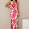 Romantic Steps Satin Maxi Dress Pink