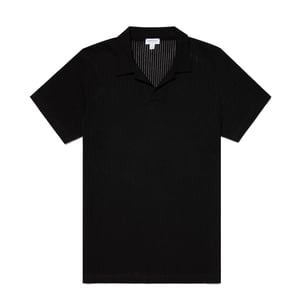 Sunspel Linear Mesh Polo Shirt Black