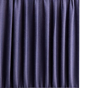 12.5cm tall square gathered shade in Cobalt silk with velvet tape