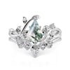 Jeulia Leaf Wrap Moss Agate Ring Set  Sterling Silver