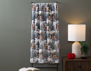QE Home Holiday Fleece Throw in Winter Woodlands, Seasonal, White