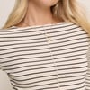 Cream Striped Boat Neck Top