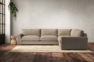 nkuku Guddu Large Right Hand Corner Sofa | Make To Order | Brera Linen Pebble | No Colour