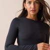 Black Jersey Fitted Long Sleeve Top
