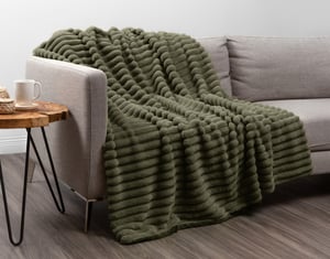 QE Home Channel Plush Throw in Balsam, Textured, Green